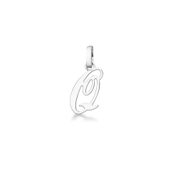 Colgante con la letra Q en oro blanco de 18k