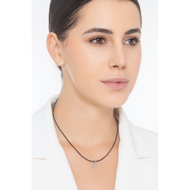 Colgante inicial L oro blanco 18 quilates