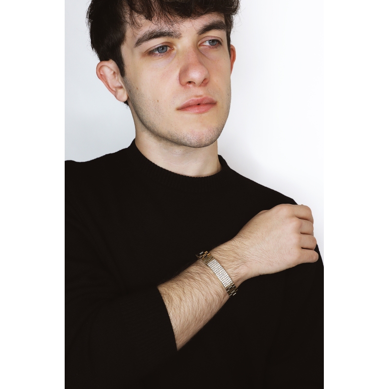 Elegante pulsera para hombre de oro amarillo de 18k y circonitas Elegante pulsera para hombre de oro amarillo de 18k y circonitas