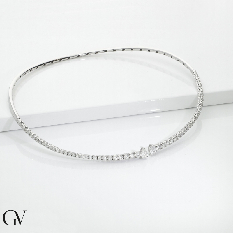 Gargantilla choker en oro blanco 18k con diamantes 