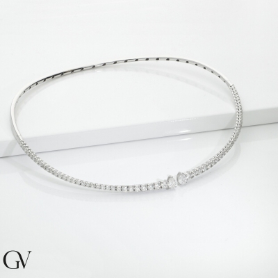 Gargantilla choker en oro blanco 18k con diamantes 