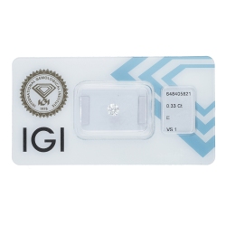 Diamante certificado IGI CT 0,33   E   VS 1