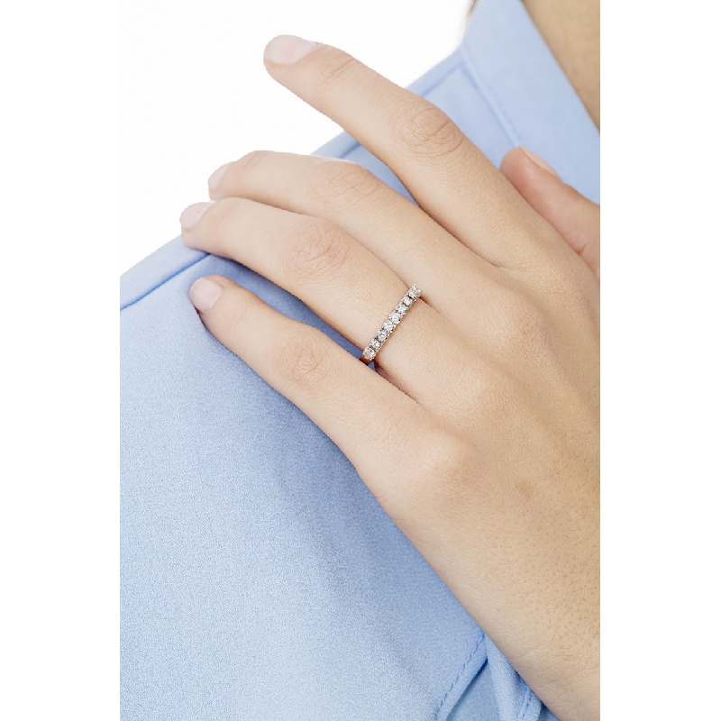Media alianza 9 diamantes 0,25 quilates oro blanco 18K Media alianza 9 diamantes 0,25 quilates oro blanco 18K