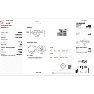 Diamante certificado IGI CT 1,00   E   VVS 2