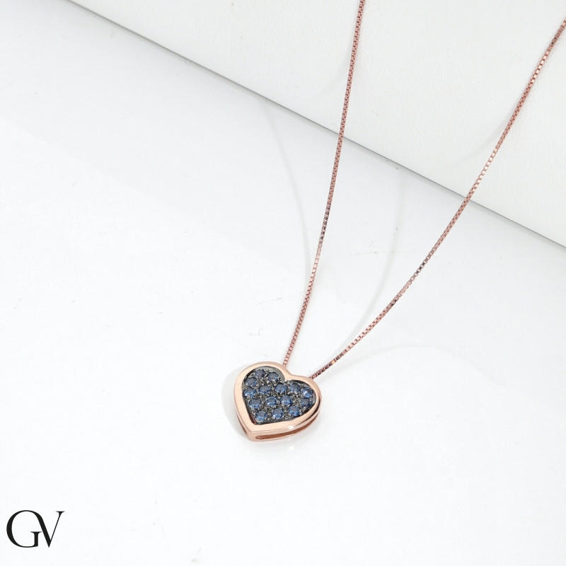 Collar oro rosa 18k con colgante forma corazón Collar oro rosa 18k con colgante forma corazón