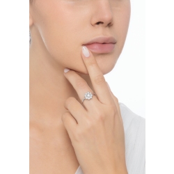 Anillo halo en flor con diamante central CT0.40 2