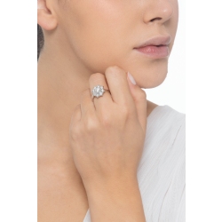 Anillo halo oro blanco 18k flor con diamante central de 0,70 2