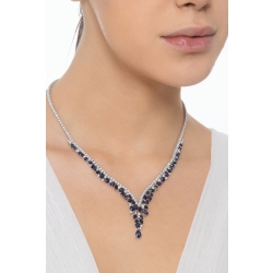 Collar de tenis con zafiros azules y diamantes alternados  2