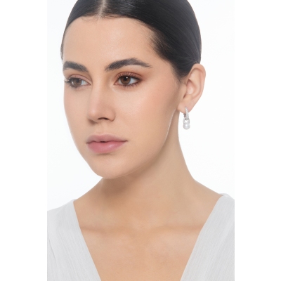 Pendientes de perlas y diamantes en oro blanco 