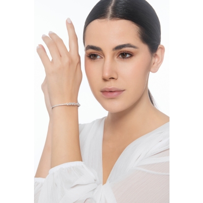 Pulsera rígida LOVE y diamantes