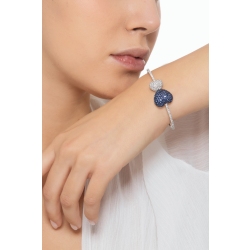 Brazalete contrarié en oro 18k con corazones zafiros azules y diamantes 2