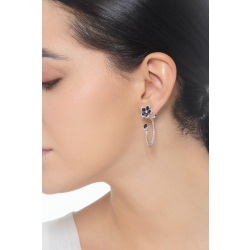 Pendientes con flor de zafiros azules et diamantes 2