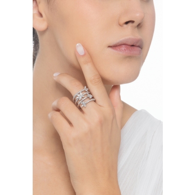 Anillo de resorte en espiral con diamantes