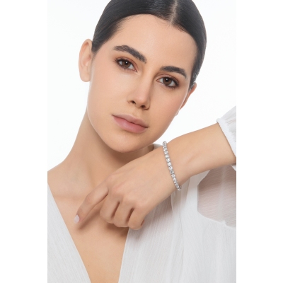 Pulsera semirrígida oro blanco 18 quilates con diamantes