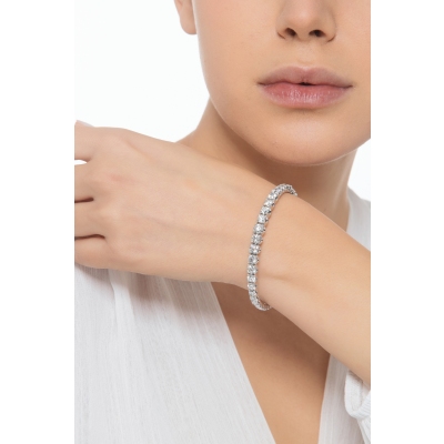 Pulsera semirrígida oro blanco 18 quilates con diamantes