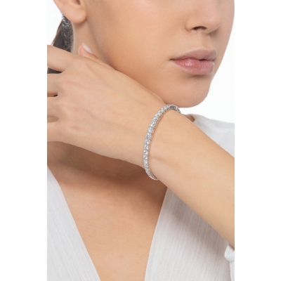 Pulsera semi-rígida en oro blanco 18 quilates con diamantes 