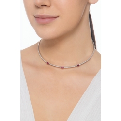 Collar choker oro blanco con rubíes y diamantes 2