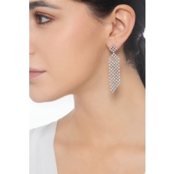 Pendientes colgantes en oro blanco 18k con diamantes brillantes 2