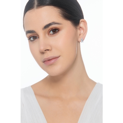 Pendientes en oro blanco de 18 quilates con aguamarina