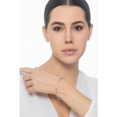 Pulsera en oro blanco 18k con amatistas y diamantes