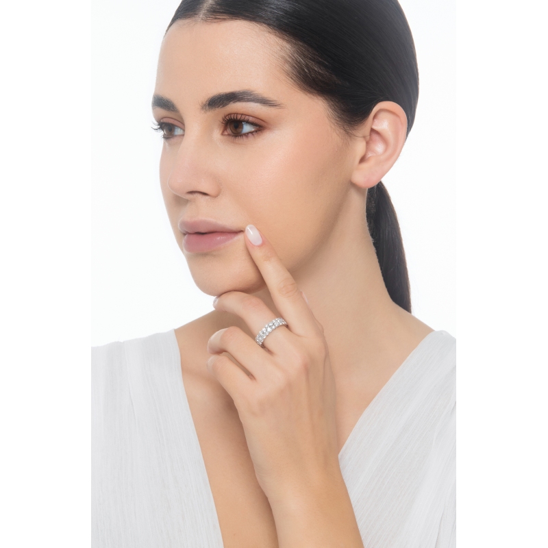 Anillo riviera oro blanco 18 quilates dos filas diamantes  Anillo riviera oro blanco 18 quilates dos filas diamantes