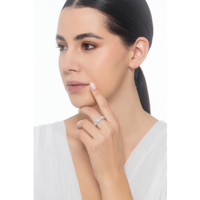 Anillo riviera oro blanco 18 quilates dos filas diamantes 