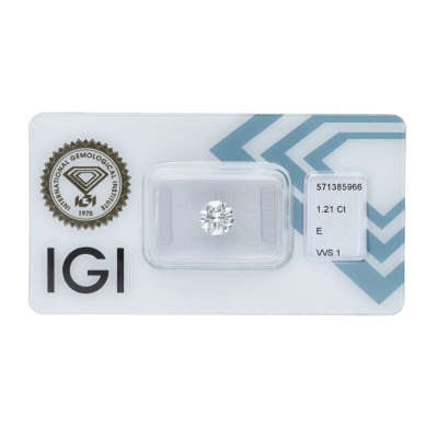 Diamante certificado IGI  CT 1,21   E   VVS 1