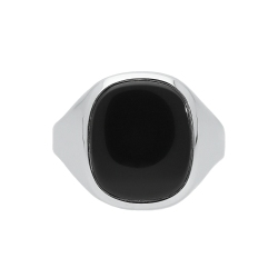 Anillo hombre oro blanco de 18k con cuadrado negro 2