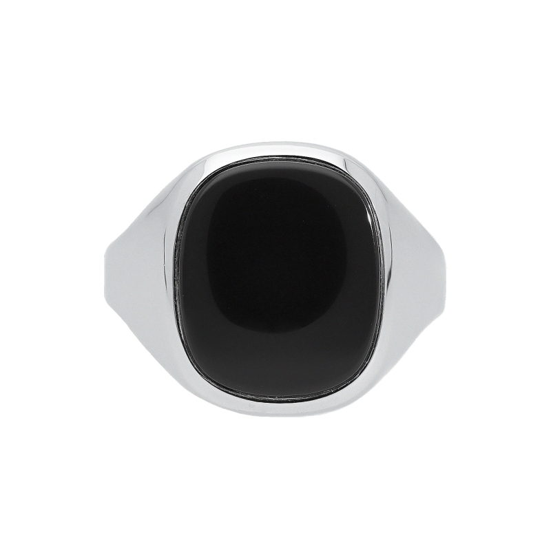 Anillo hombre oro blanco de 18k con cuadrado negro Anillo hombre oro blanco de 18k con cuadrado negro