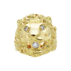 Anillo con león en oro amarillo de 18k con circonitas 2