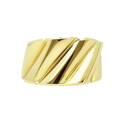 Anillo de banda ondulada en oro amarillo 18k