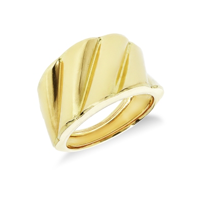 Anillo de banda ondulada en oro amarillo 18k