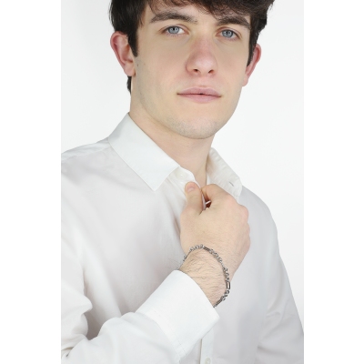 Brazalete de cadena en oro blanco de 750