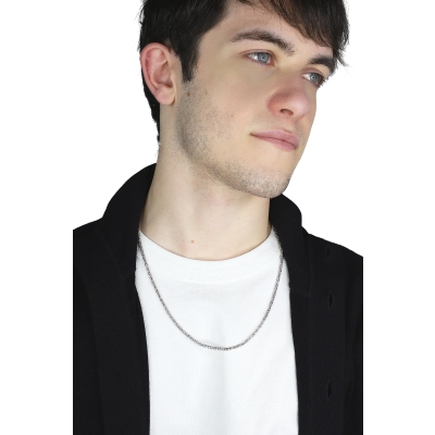 Cadena en oro blanco de 18k con eslabón bizantino cm 60