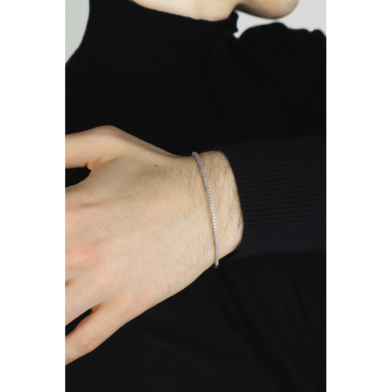 Pulsera rígida en oro blanco de 18 quilates con diamantes Pulsera rígida en oro blanco de 18 quilates con diamantes