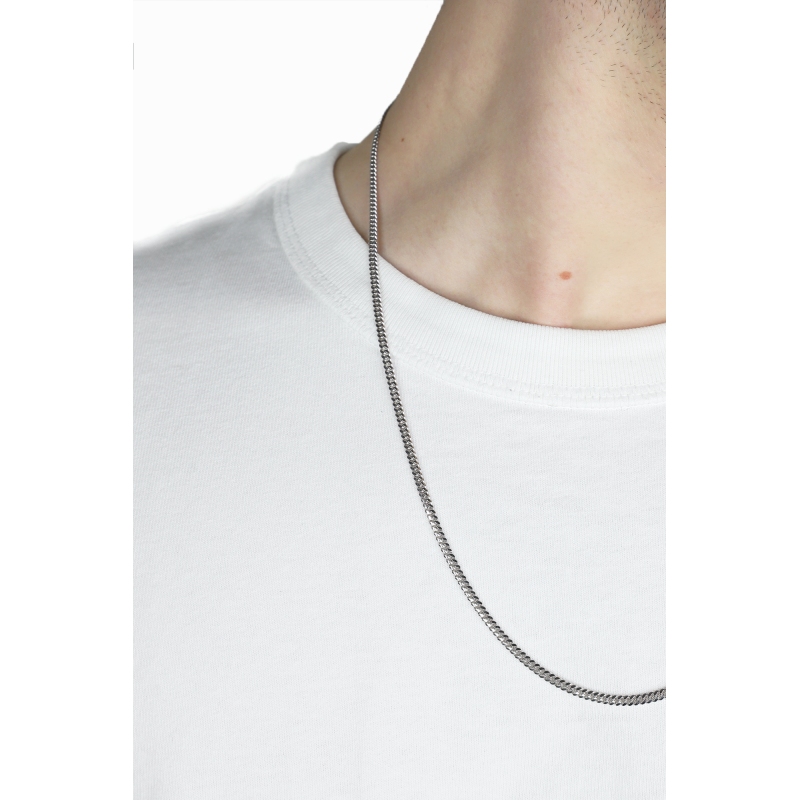 Collar en oro blanco de 18k con eslabón gourmette plano