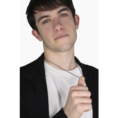 Collar en oro blanco de 18k con eslabón gourmette plano