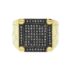 Anillo Hombre en Oro Amarillo 18k con Circonitas Negras 2