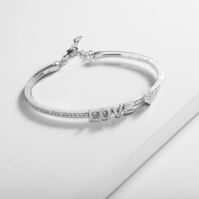 Pulsera rígida LOVE y diamantes Pulsera rígida LOVE y diamantes