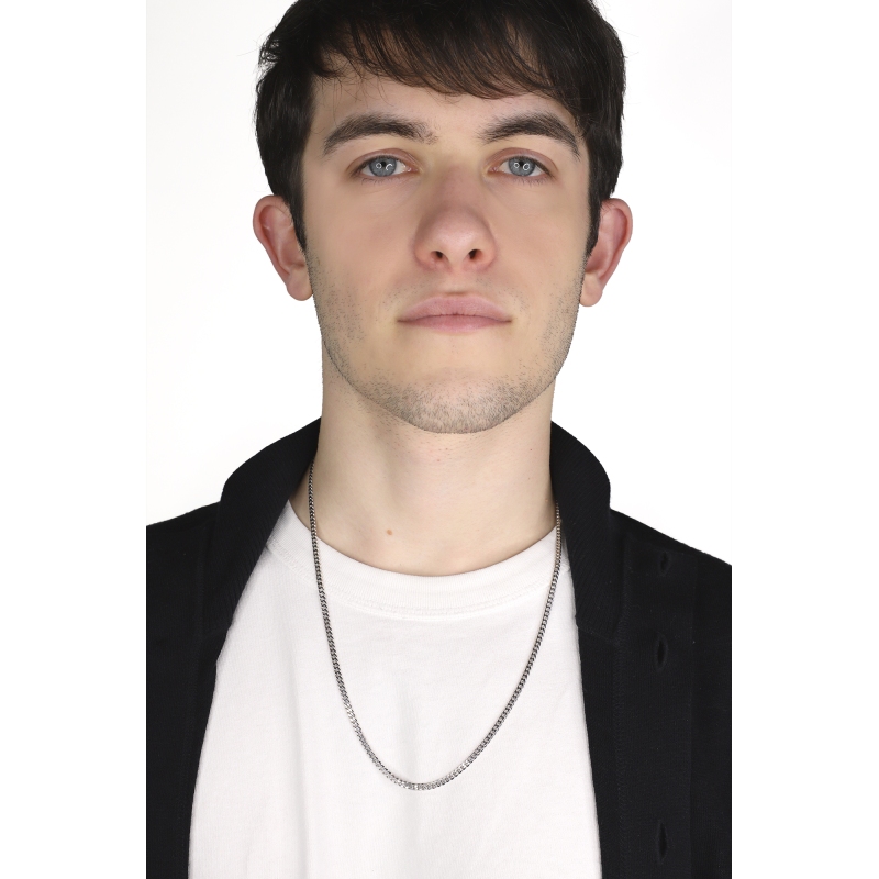 Collar groumette en oro blanco de 18k, 60 cm