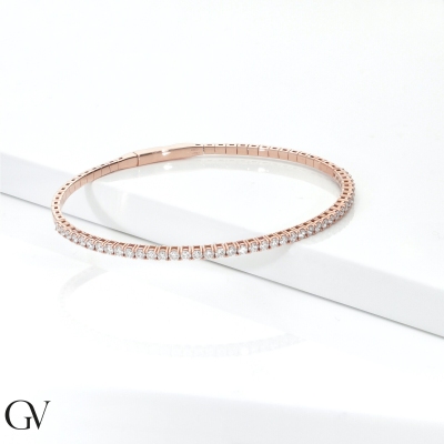 Brazalete rígido en oro rosa de 18k con diamantes