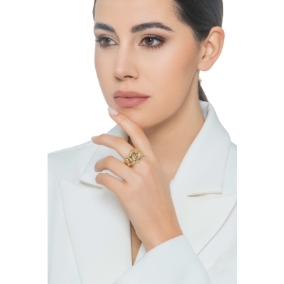 Anillo trenzado en oro amarillo de 18k