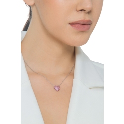 Collar oro blanco 18 quilates con corazón bombado zafiros rosas 2