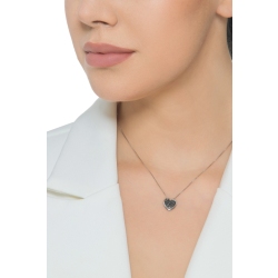 Collar de oro blanco 18k corazón con pavé diamantes negros 2