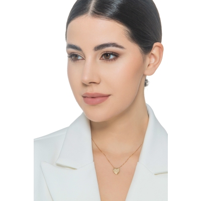 Collar oro amarillo 18k corazón con pavé de diamantes 