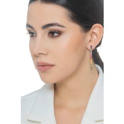 Pendientes tennis en oro rosa de 18k con zafiros multicolor 2
