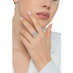 Anillo corazón en oro blanco de 18k con diamantes 2