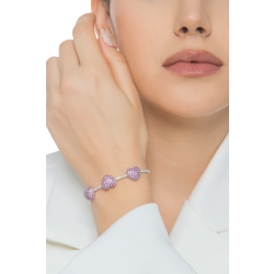Brazalete en oro blanco 18k con tres corazones en zafiros rosas 2