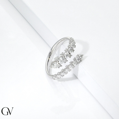 Anillo tu y yo en oro blanco con diamantes