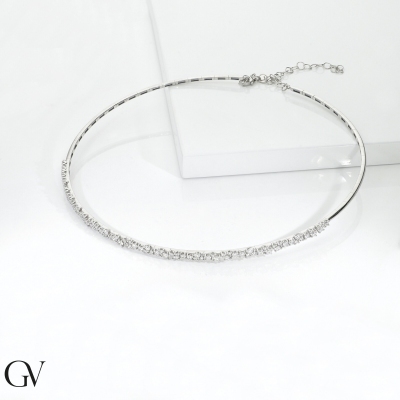 Choker en oro blanco de 18k con diamantes
